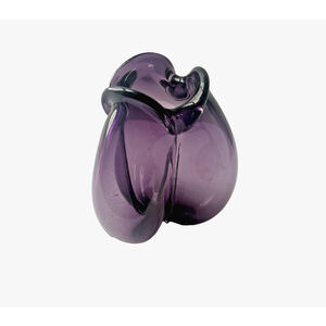 Vintage Holmegaard 1955 Trefløjet Amethyst Purple Glass Vase Signed